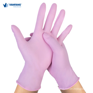 Pink Disposable Exam Nitrile Glove For Medical
